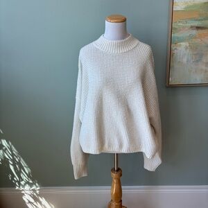 Hollister Cream Chunky Knit Mock Neck Sweater XS Cozy Minimalist Preppy Y2K